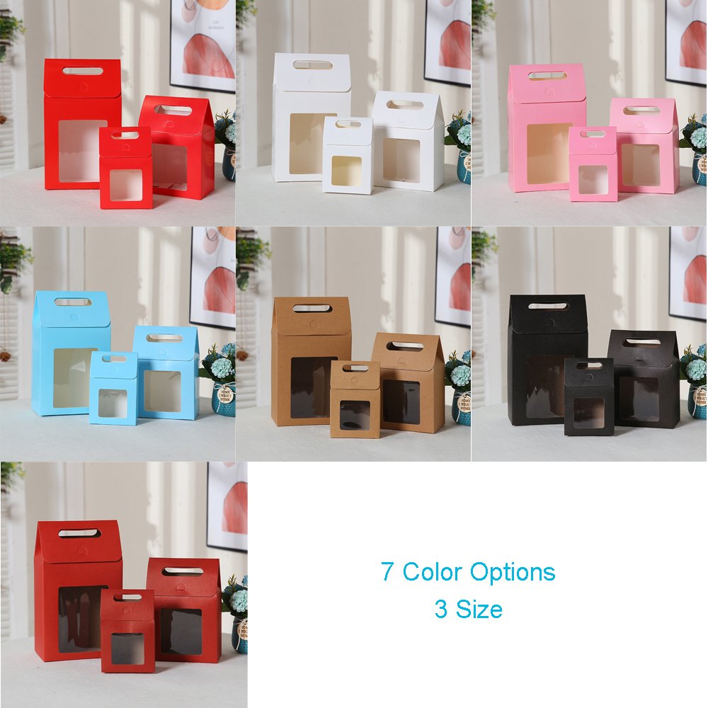 Clear PVC Transparent Window Gift Box With Handle For Sweet Handmade Cookie Food Gifts Packaging Boxes