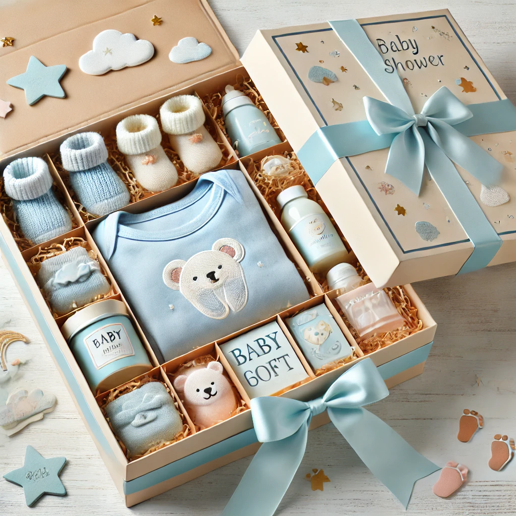 Biodegradable personalized baby skincare set baby shower decoration memory keepsake box baby newborn clothes packaging paper box