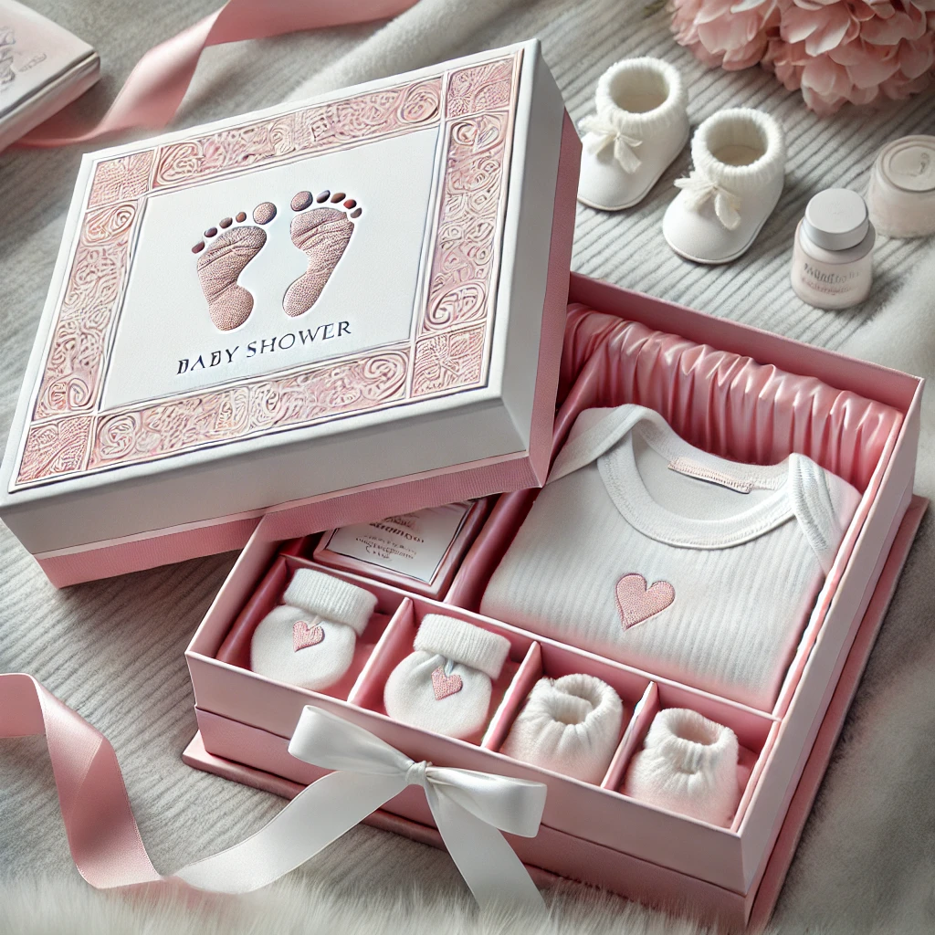 Biodegradable personalized baby skincare set baby shower decoration memory keepsake box baby newborn clothes packaging paper box