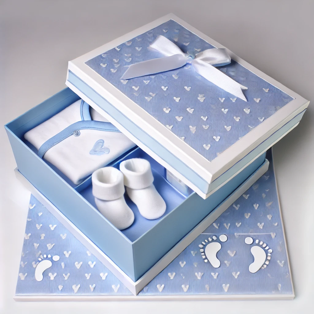 Biodegradable personalized baby skincare set baby shower decoration memory keepsake box baby newborn clothes packaging paper box