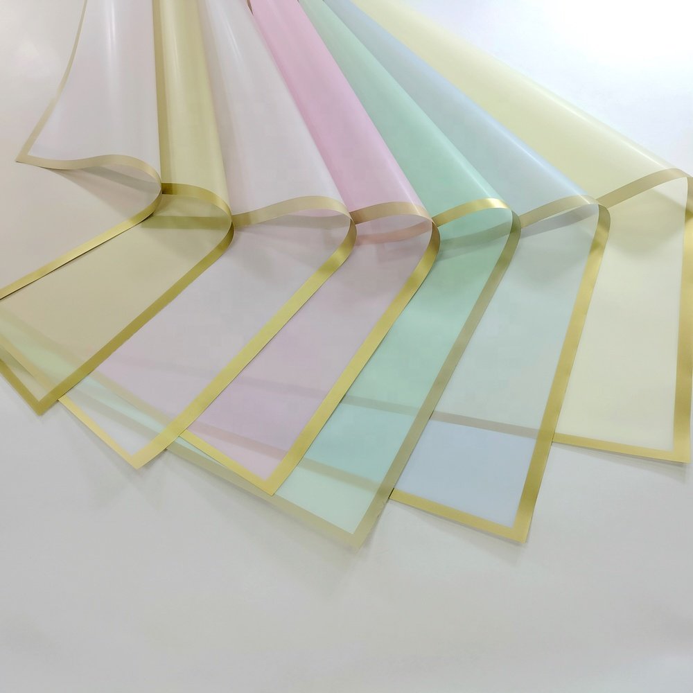 factory wholesale waterproof golden edge frame custom print floral flower gift packaging paper for florist bouquets wrapping