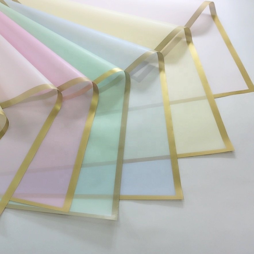 factory wholesale waterproof golden edge frame custom print floral flower gift packaging paper for florist bouquets wrapping