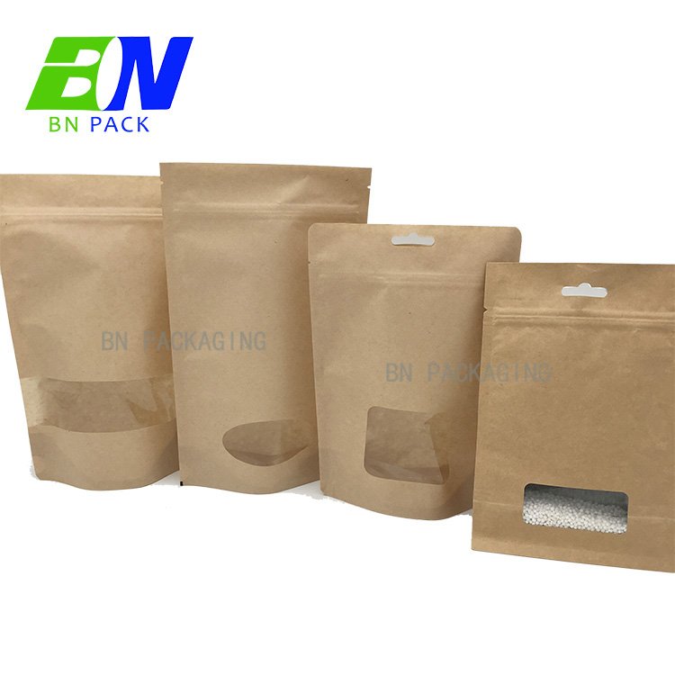 In stock no printing stand up paper pouch Kraft tube tea packaging bags
