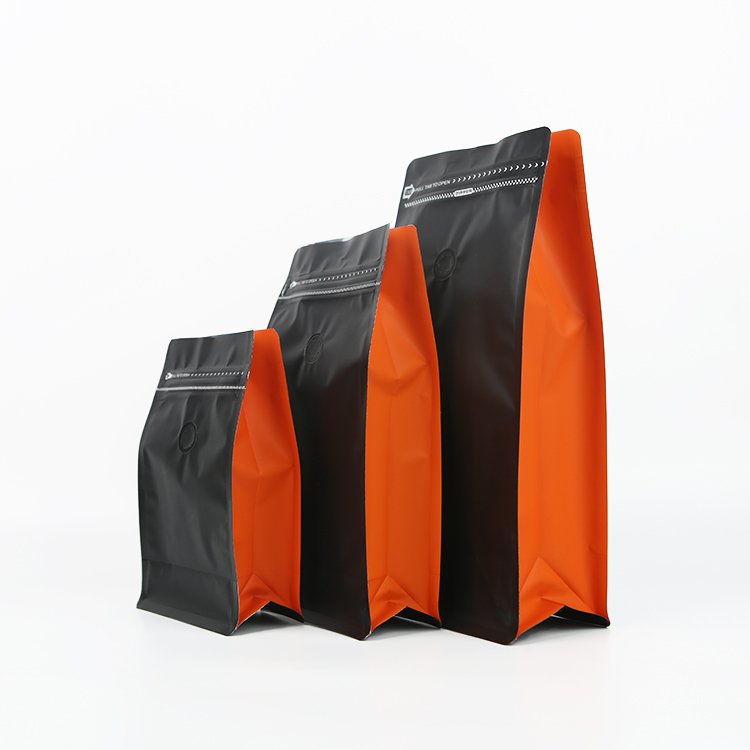 Food Grade Coffee Pouch Custom Flexible Packaging Flat Square Bottom 1kg Reusable Aluminum Foil Matt Black Coffee Bag