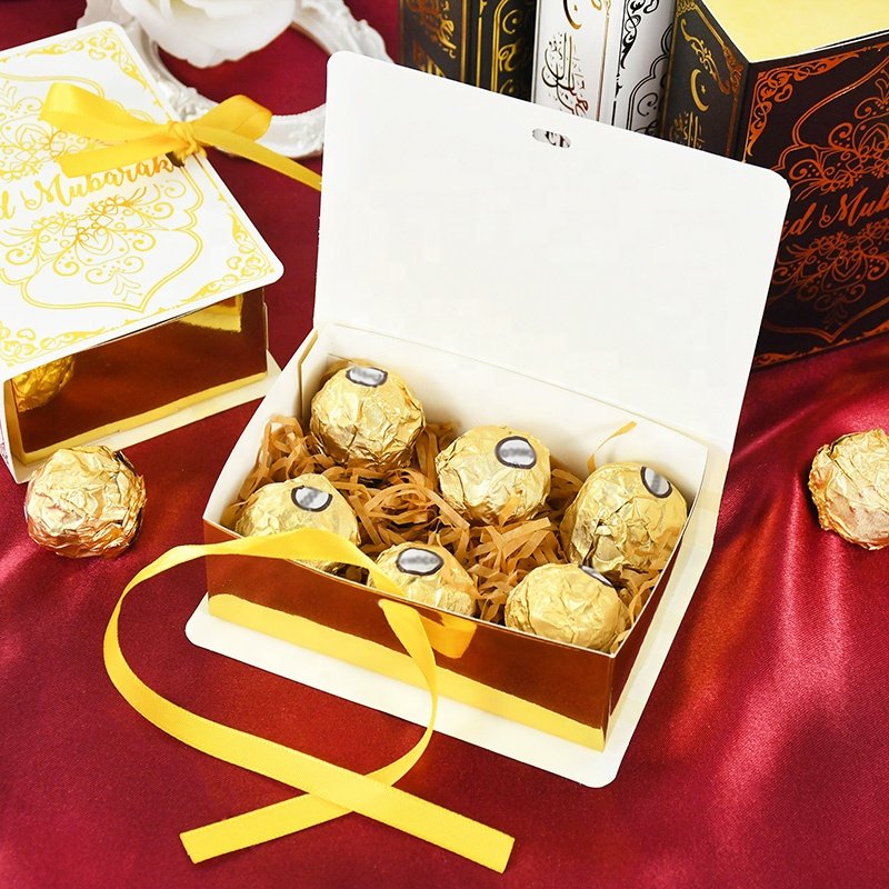 Morsun Book Shape Eid Mubarak Chocolate Candy Boxes Ramadan Decor Gift Packaging Box Food Cake Packaging Handmade Art Paper