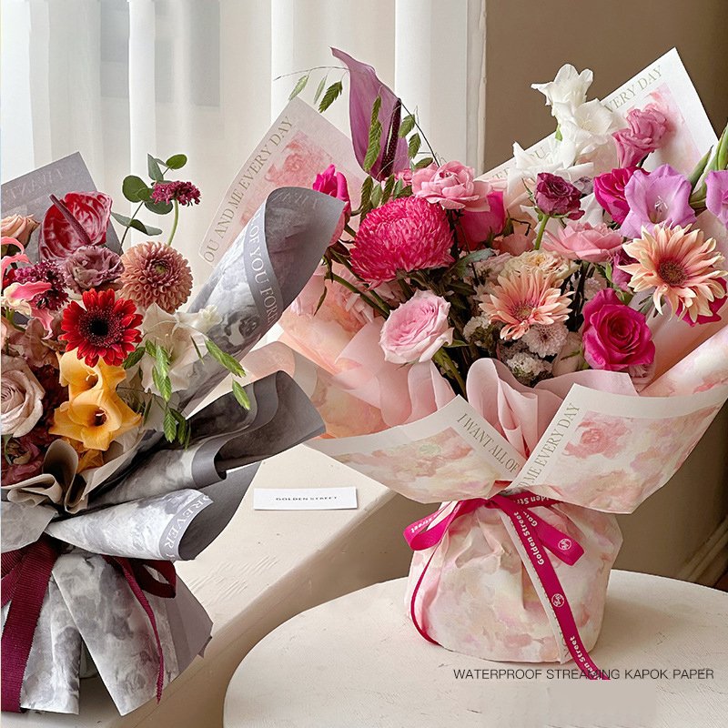 Thick Waterproof Flowing Shadow Kapok Paper Flower Wrapping Paper Custom Size Coated Flower Bouquet Packaging