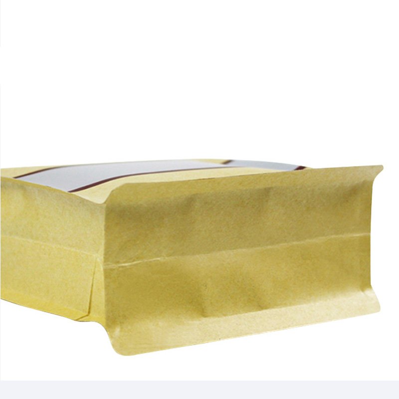 Custom Printed Packaging for Coffee for Tea Resealable Doypack Zipper Stand Up Pouch Brown Kraft Paper Bags With Clear Window