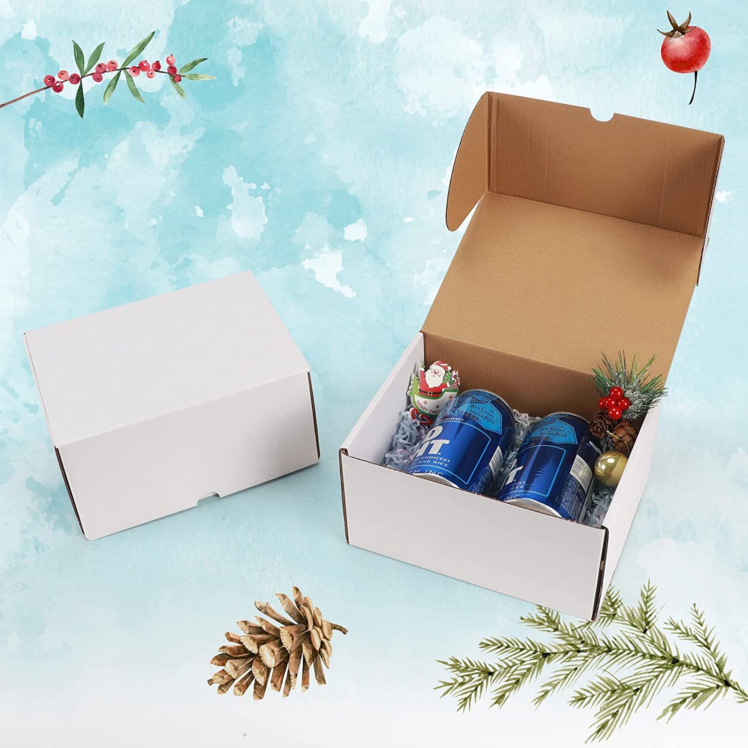 Custom Logo 8x6x4 White Corrugated Cardboard Boxes Mailing Packing 25 Pack Lower Moq Small Shipping Boxes For Small Business