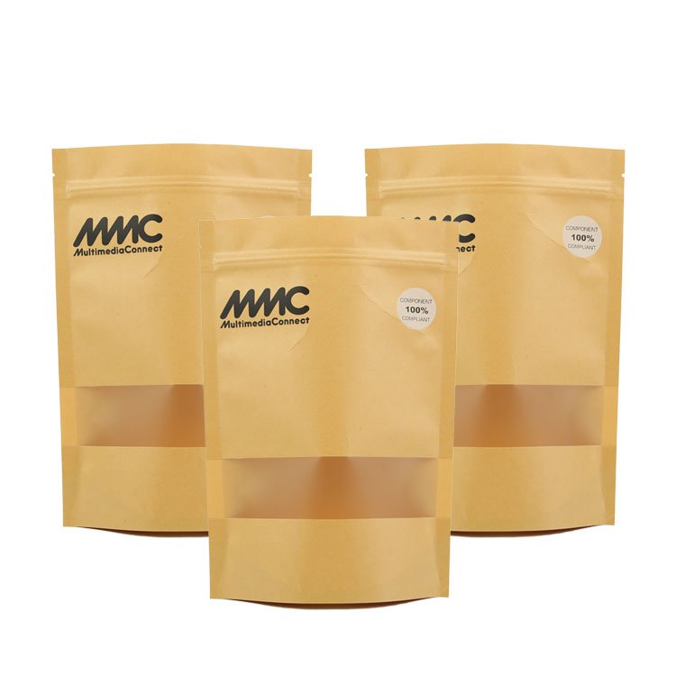 Stand Up Zipper Brown Kraft Paper Resealable Ziplock Heat Sealable Food Storage Doypack Packaging Pouches Bag