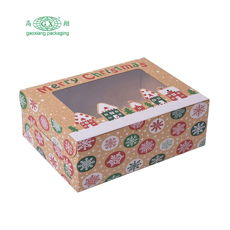 Wholesale Christmas Cookie Boxes Doughnut Gift Boxes Bakery Box with Clear Window