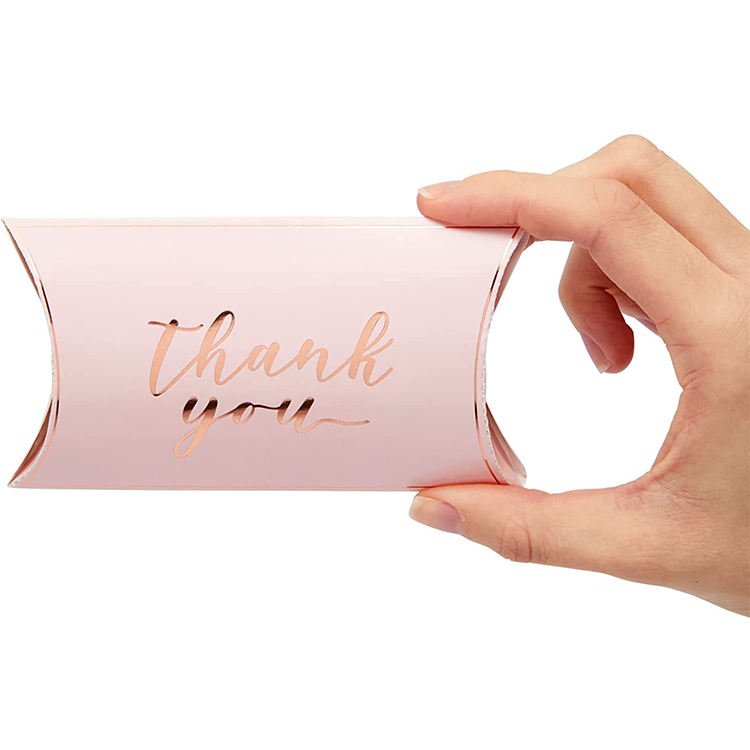 Custom Kraft Gold Foil Bakery Food Packaging Paper Box Small Wedding Favor Gift Pillow Paper Folding Boxes Candy Box