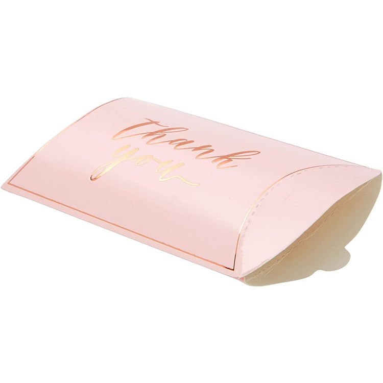 Custom Kraft Gold Foil Bakery Food Packaging Paper Box Small Wedding Favor Gift Pillow Paper Folding Boxes Candy Box