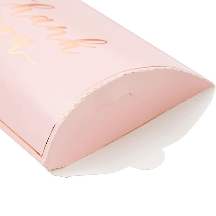 Custom Kraft Gold Foil Bakery Food Packaging Paper Box Small Wedding Favor Gift Pillow Paper Folding Boxes Candy Box
