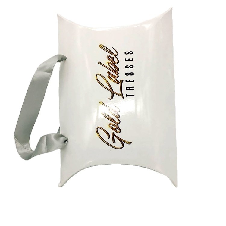 Custom Printed Logo Braids Crochet Bundle Extension Bows Accessories Gift Paper Pillow Human Hair Packaging Boxes Luxury