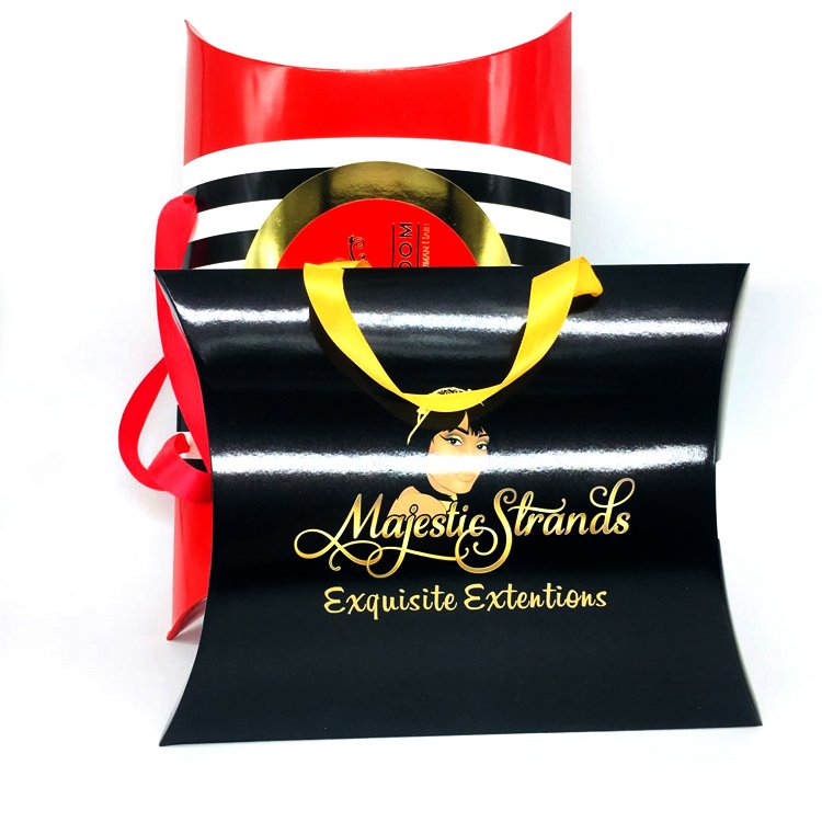 Custom Printed Logo Braids Crochet Bundle Extension Bows Accessories Gift Paper Pillow Human Hair Packaging Boxes Luxury