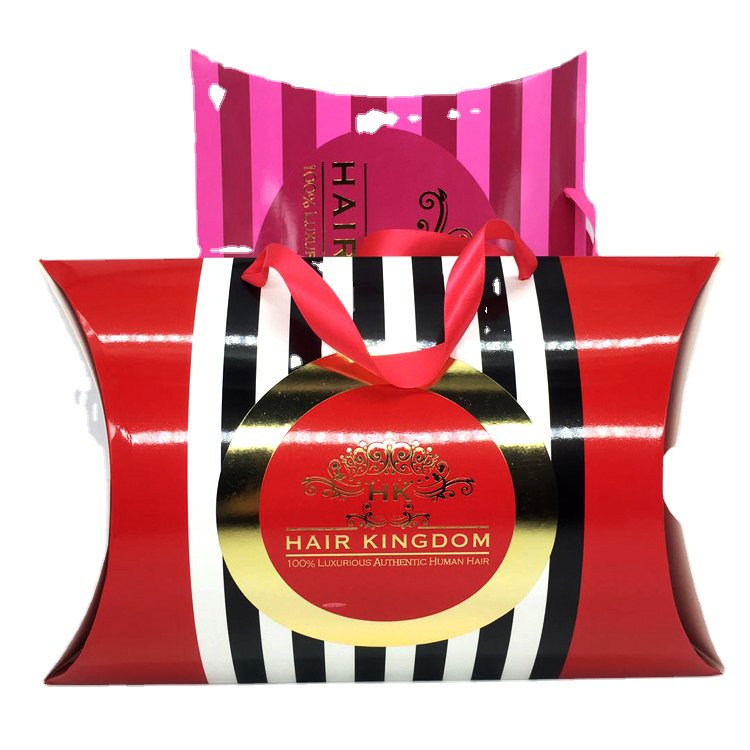 Custom Printed Logo Braids Crochet Bundle Extension Bows Accessories Gift Paper Pillow Human Hair Packaging Boxes Luxury