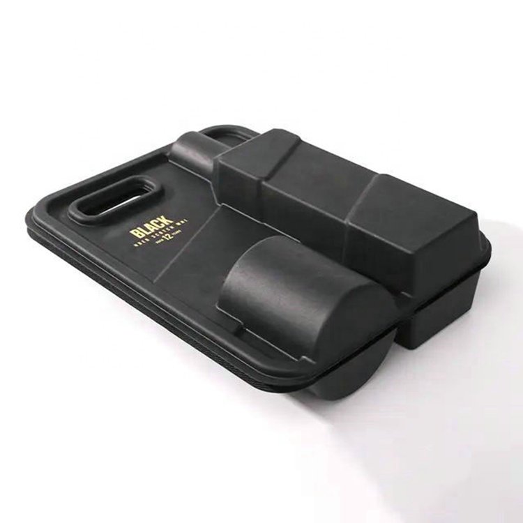 E Custom Paper Color Molded Pulp Glass Wine Bottle Shipper Gift Box Black Tray Packaging With Gold Stamping