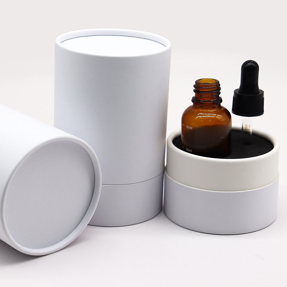 High Quality Custom Cosmetic Cardboard Packaged Round Tube Box Package For Essential Oil Perfume Bottle