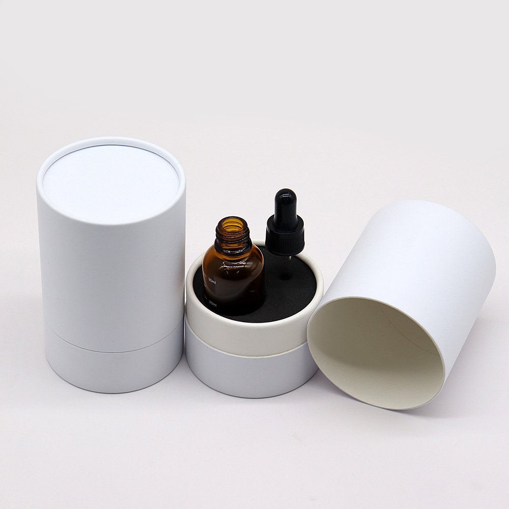 High Quality Custom Cosmetic Cardboard Packaged Round Tube Box Package For Essential Oil Perfume Bottle