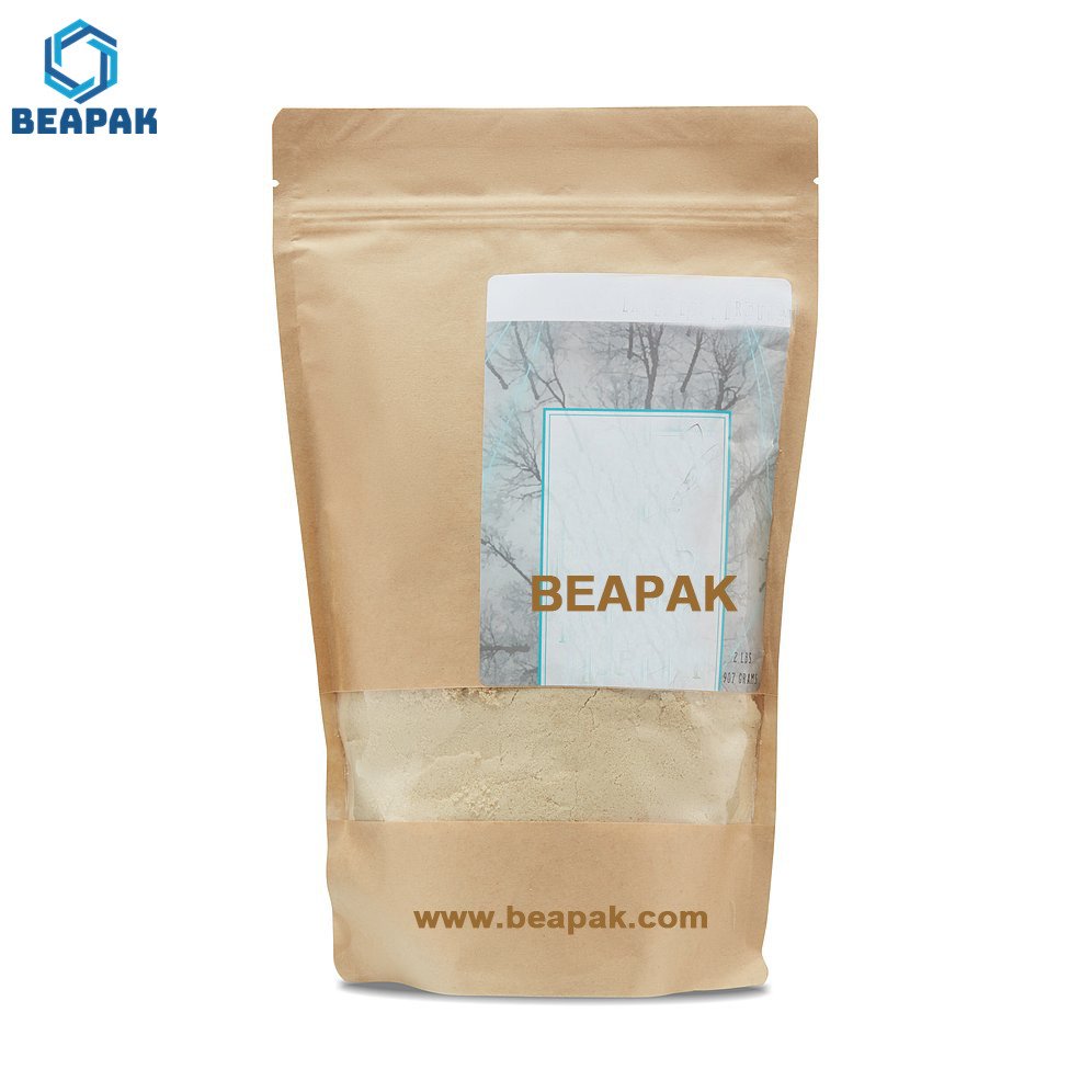 Eco kraft paper biodegradable zipper coffee pouch Biodegradable zip lock food packaging bags with biodegradable valve
