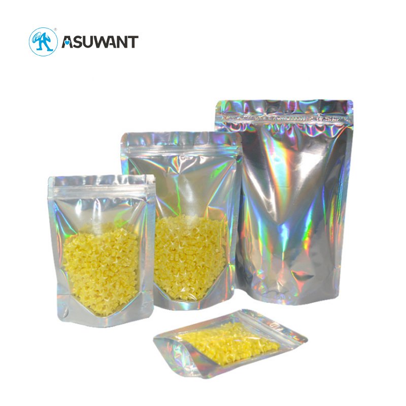 Low Price Holographic Mylar Zipper With Three Side Food Plastic Packing Double Seal Bag