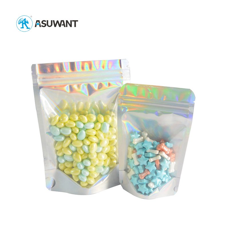 Low Price Holographic Mylar Zipper With Three Side Food Plastic Packing Double Seal Bag