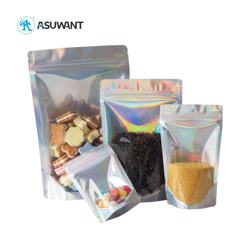 Low Price Holographic Mylar Zipper With Three Side Food Plastic Packing Double Seal Bag