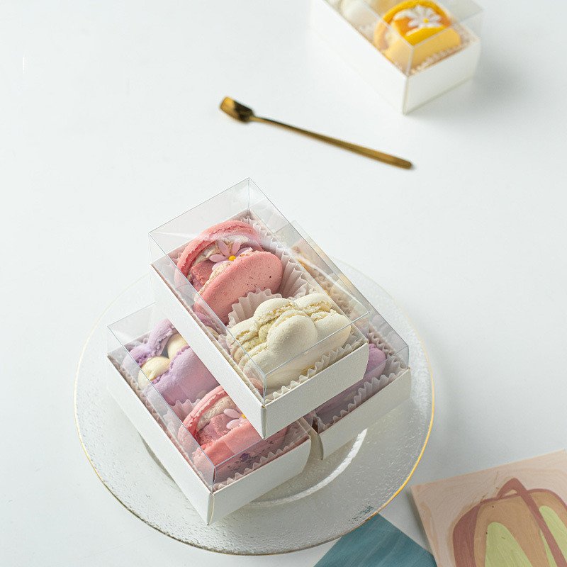 Transparent Food Grade Mini Candy Chocolate Boxes Packaging Paper Box For Macarons With Window