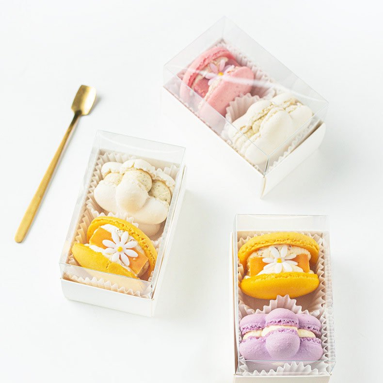 Transparent Food Grade Mini Candy Chocolate Boxes Packaging Paper Box For Macarons With Window