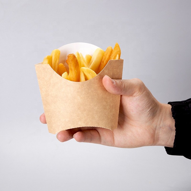 Disposable Kraft Fast Food Packaging Waffle Paper Holders French Fries Popcorn paper cups
