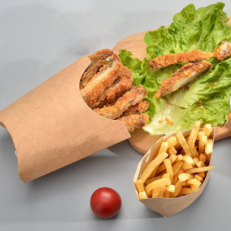 Disposable Kraft Fast Food Packaging Waffle Paper Holders French Fries Popcorn paper cups
