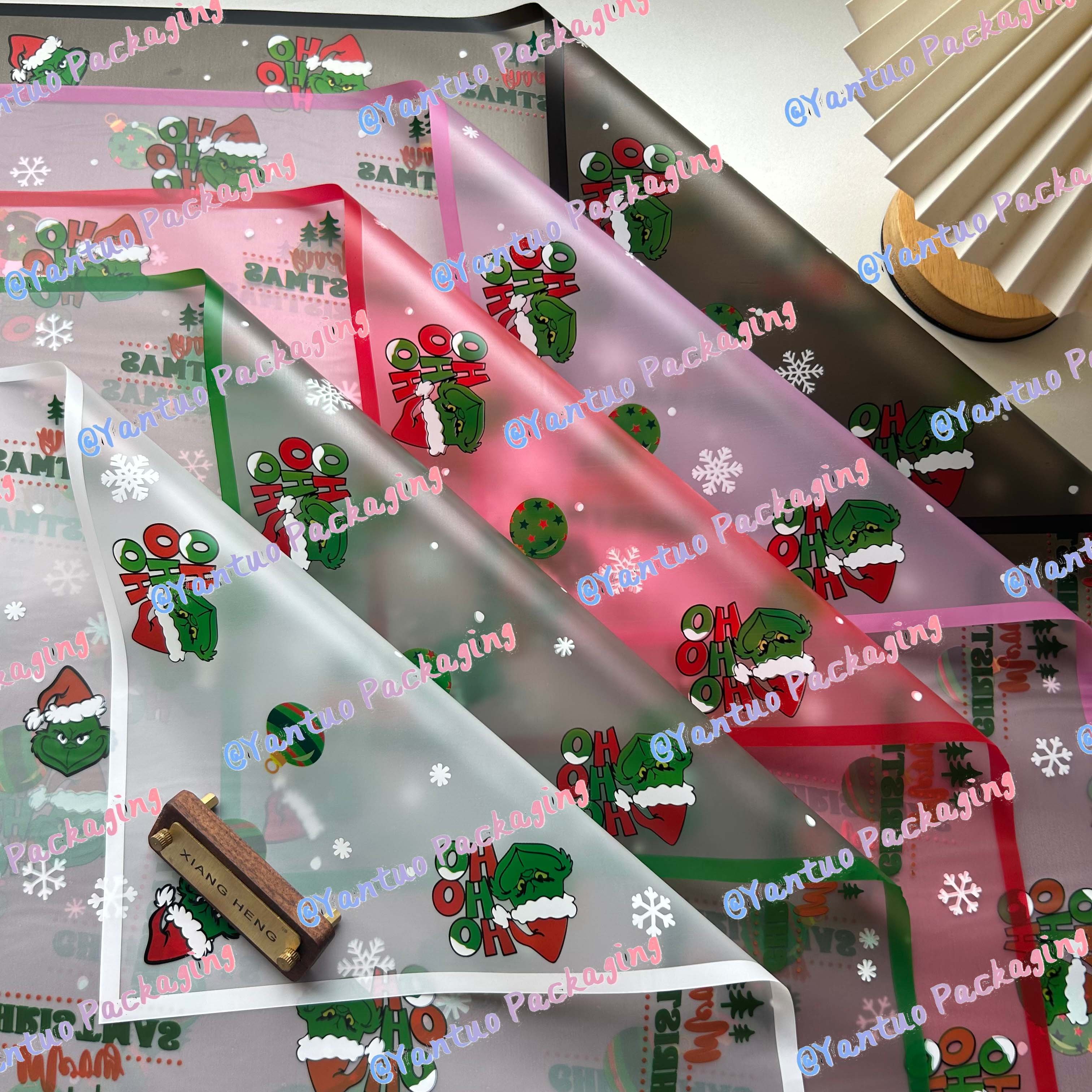 Grinch Wrap Flower Paper New Designer Custom Personalized Christmas Style Flower Wrapping Paper Bouquet packaging
