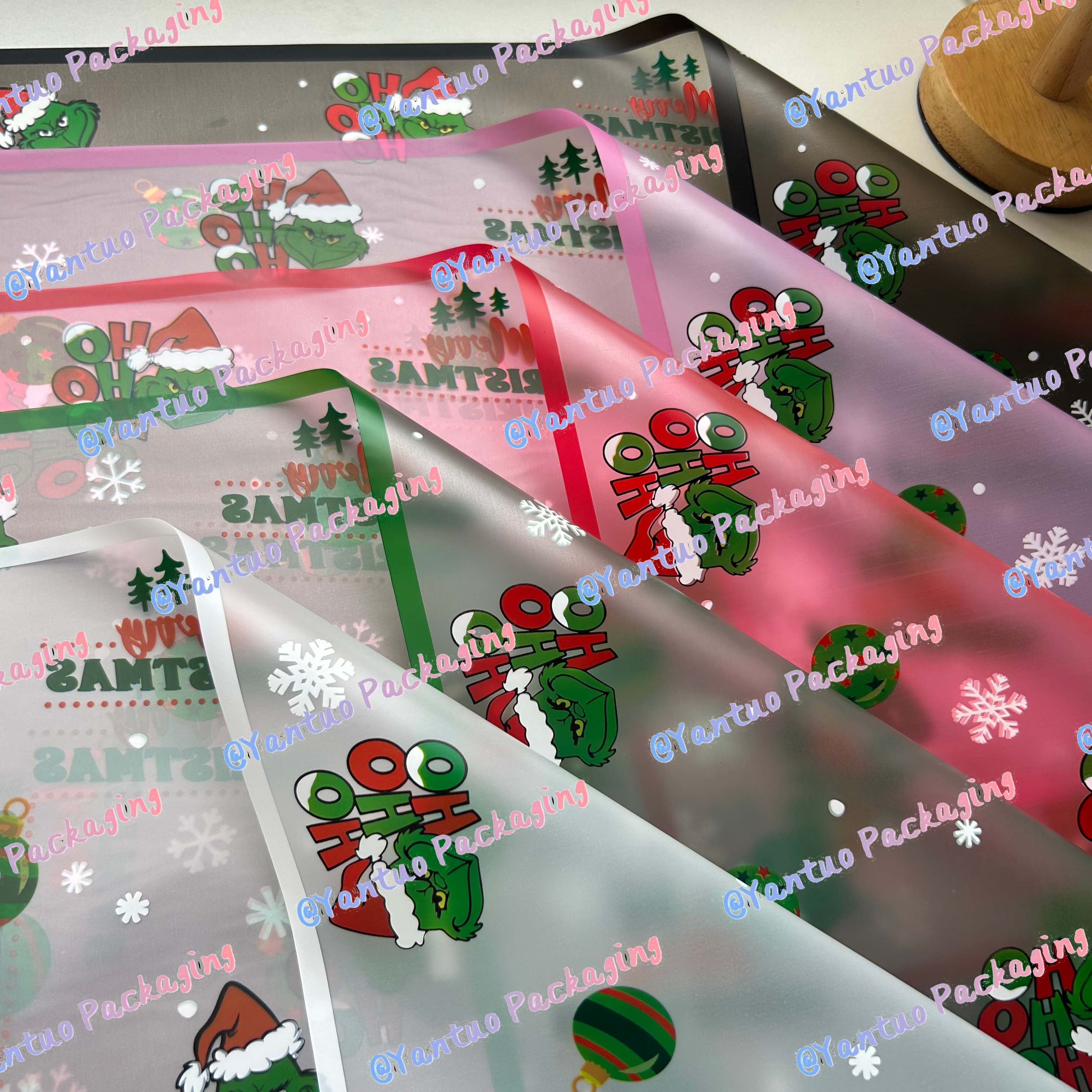 Grinch Wrap Flower Paper New Designer Custom Personalized Christmas Style Flower Wrapping Paper Bouquet packaging