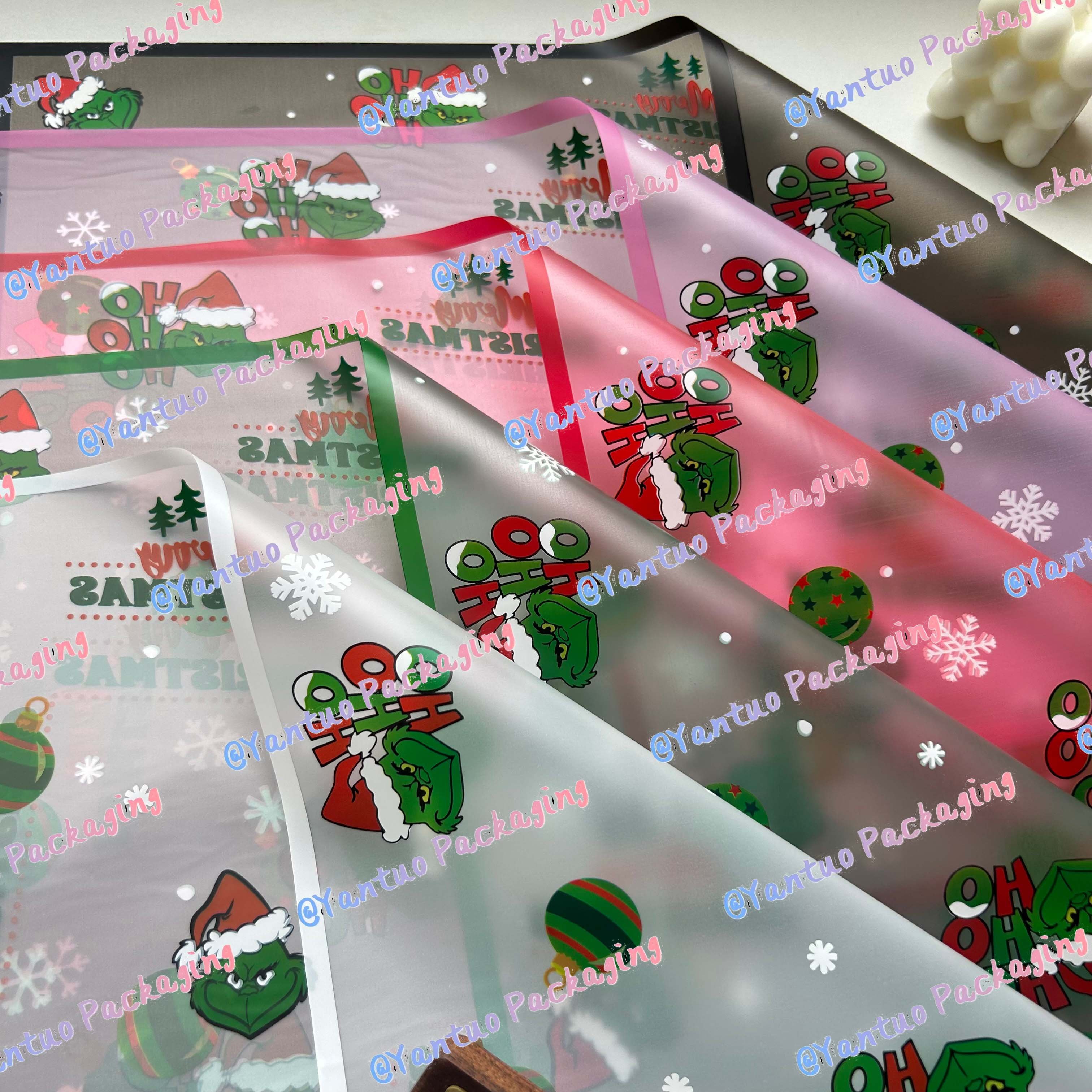 Grinch Wrap Flower Paper New Designer Custom Personalized Christmas Style Flower Wrapping Paper Bouquet packaging