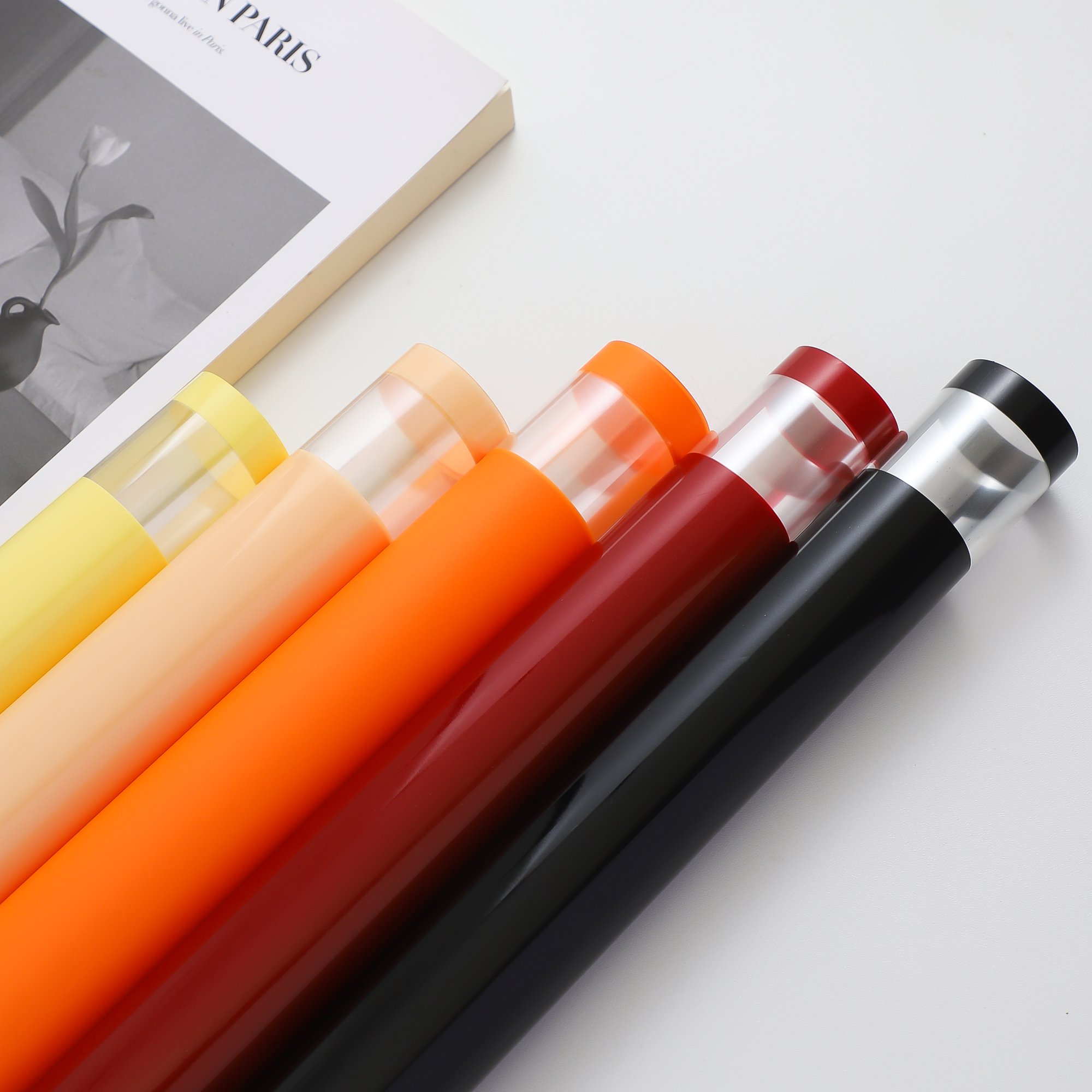 Fall In Color Ins Style Minimalist OPP Transparent Border Packaging Paper Solid Color Fresh Flower Waterproof Wrapping Paper