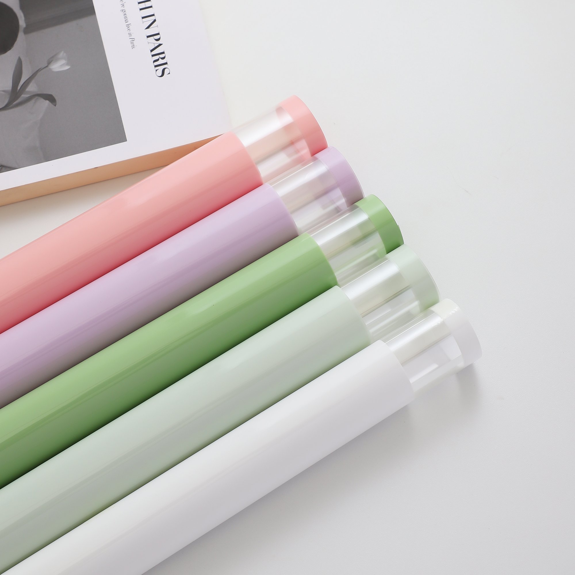 Fall In Color Ins Style Minimalist OPP Transparent Border Packaging Paper Solid Color Fresh Flower Waterproof Wrapping Paper