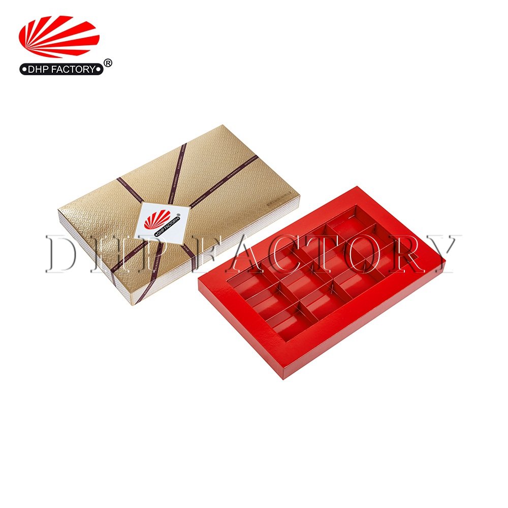 Premium Luxury Small Praline Truffles Gift Edible Gold Packaging Paper Cavity Geschenk Box for Chocolate