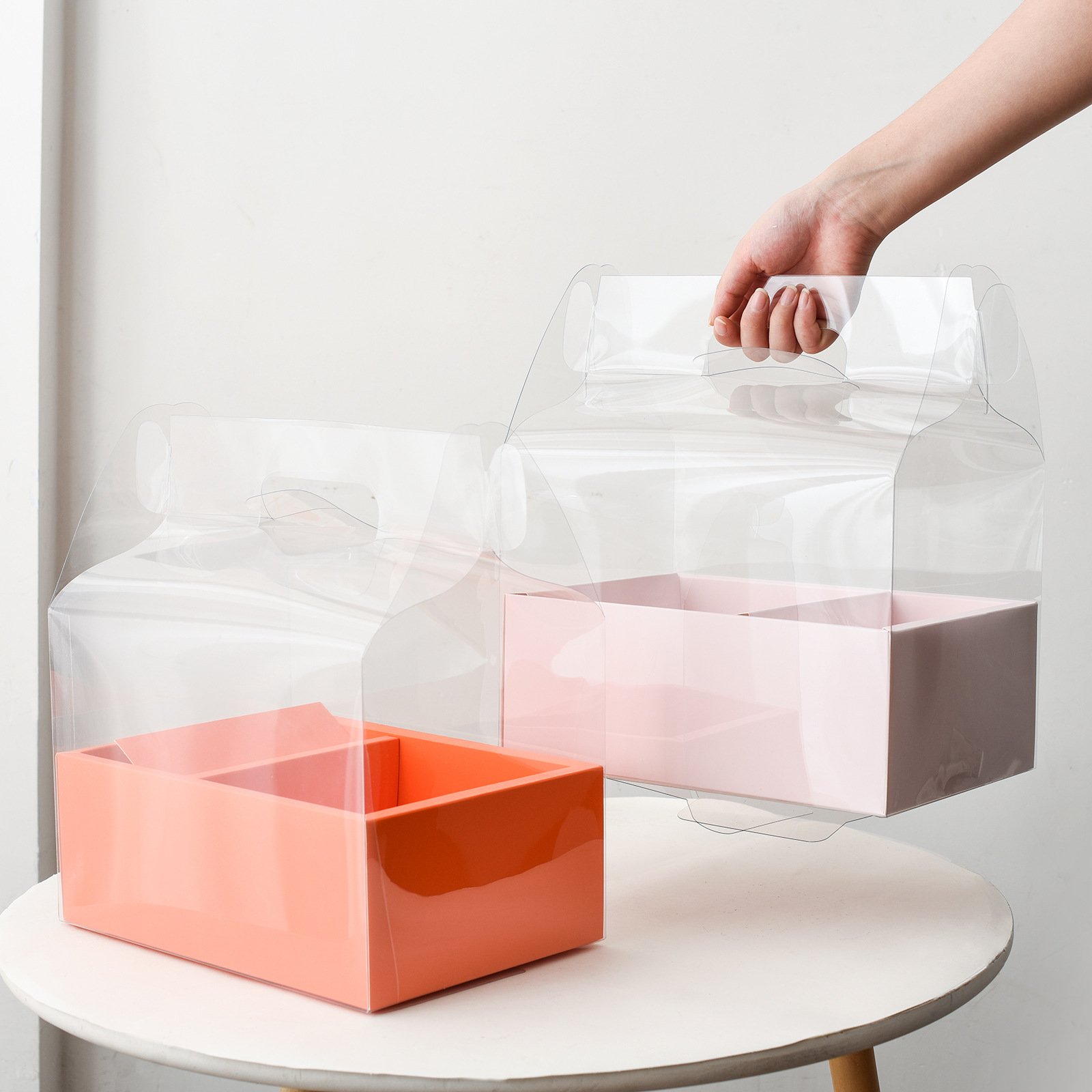 Flowers Cake Gift Box Transparent Portable Christmas Valentine's Day Birthday Party Gift Packaging PVC Cake Flower Box