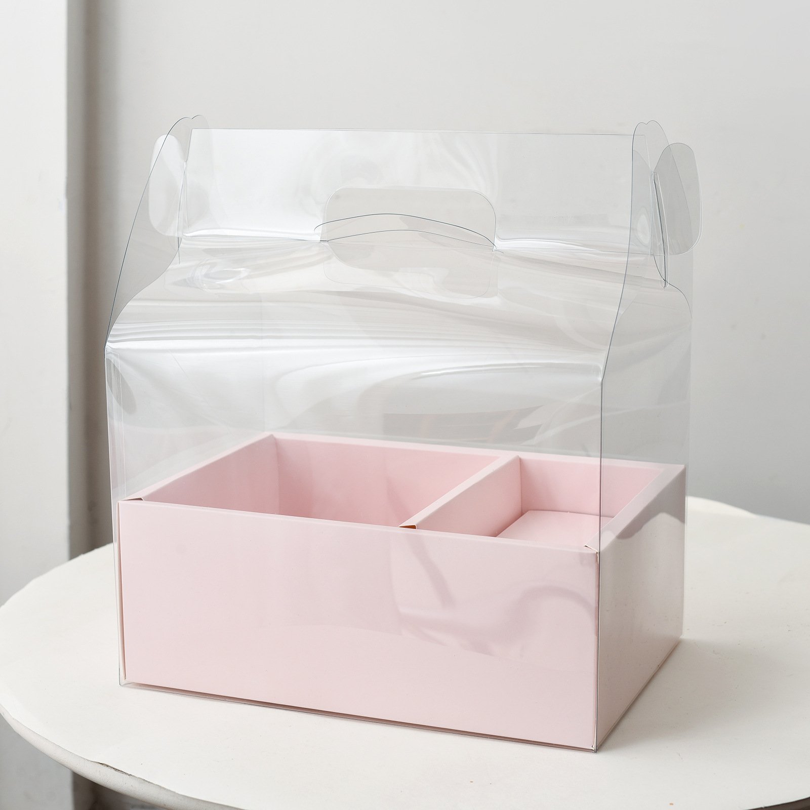 Flowers Cake Gift Box Transparent Portable Christmas Valentine's Day Birthday Party Gift Packaging PVC Cake Flower Box
