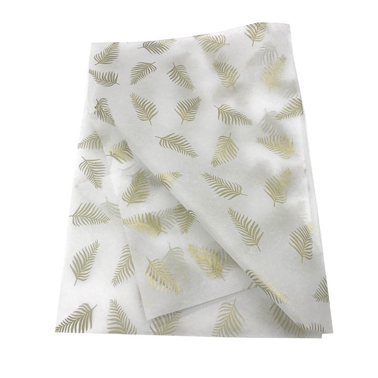 Custom Logo 17 gsm Gold Printed Packaging Gift Sheets Food Grade Coated Silk Tissue Wrapping Paper
