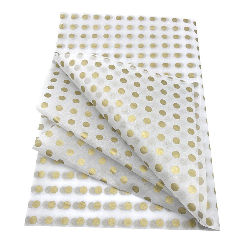 Custom Logo 17 gsm Gold Printed Packaging Gift Sheets Food Grade Coated Silk Tissue Wrapping Paper