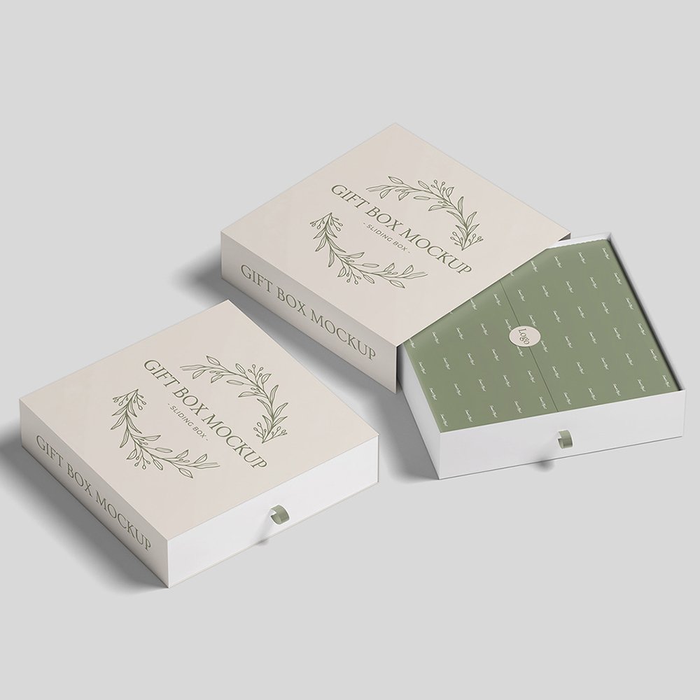Custom Luxury Rigid Drawer Box Beige Paper Cardboard Packaging Sliding Jewelry Gift Box