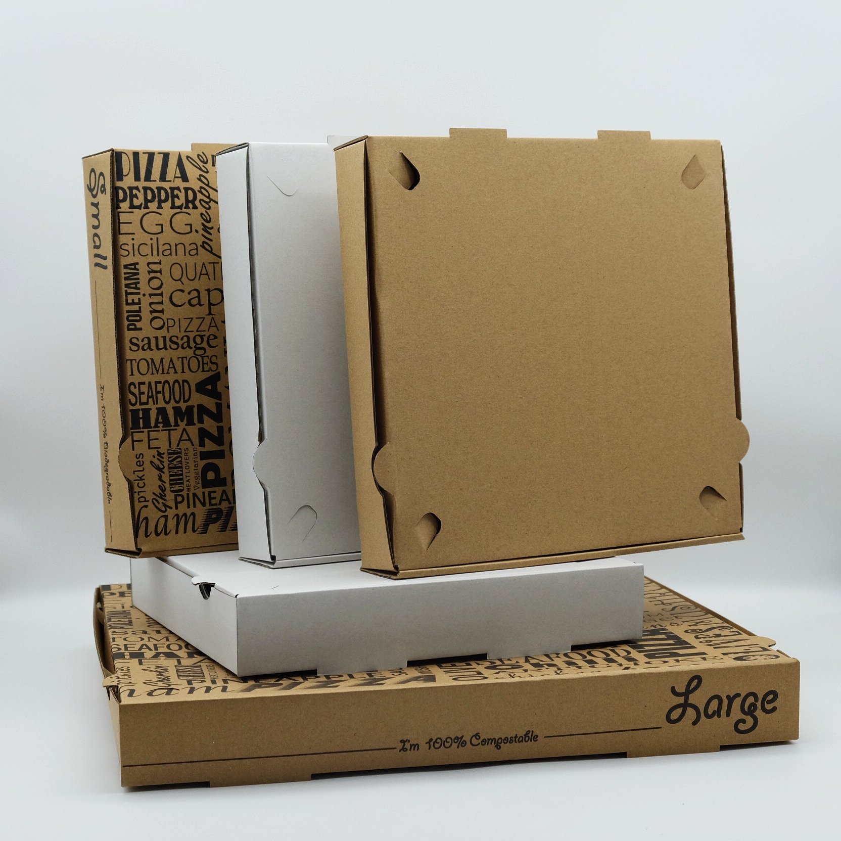 Disposal Corrugated Paper Food Container Accept Eco Friendly Fast Food Paper Kraft Paper Private Printing Cake Packaging CN;FUJ