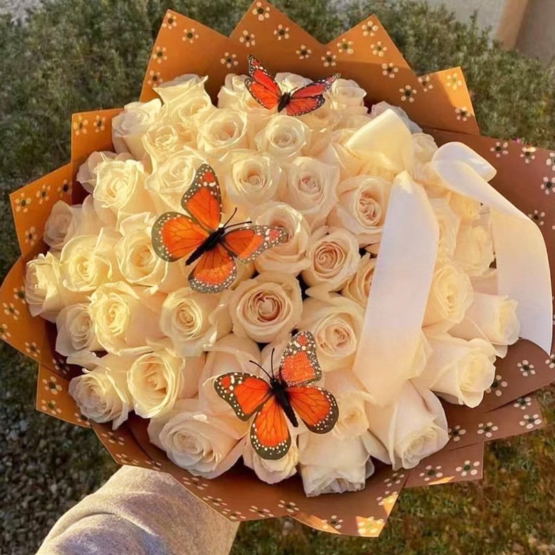 HUABAN 20pcs/bag waterproof flower packaging paper with exquisite small floral patterns, flower shop supplies