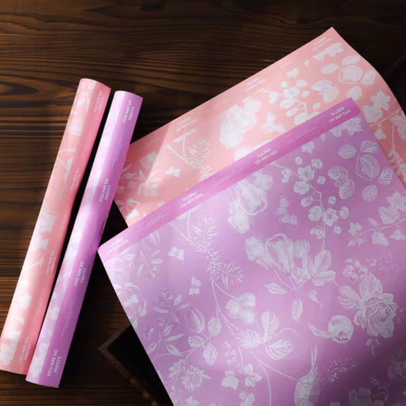 Florist Bouquet Packaging China Blue White Porcelain Printing Papel Regalo Floral Flower Wrap Gift Box Packaging Paper 50x38cm