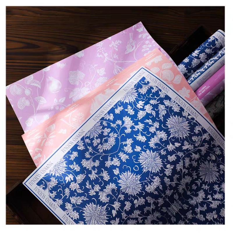 Florist Bouquet Packaging China Blue White Porcelain Printing Papel Regalo Floral Flower Wrap Gift Box Packaging Paper 50x38cm
