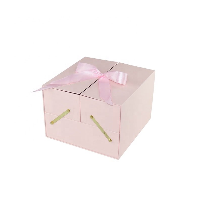 Hot selling custom printed high quality decorative premiumy white pink gift packaging paper box set with magnetic foldable lid
