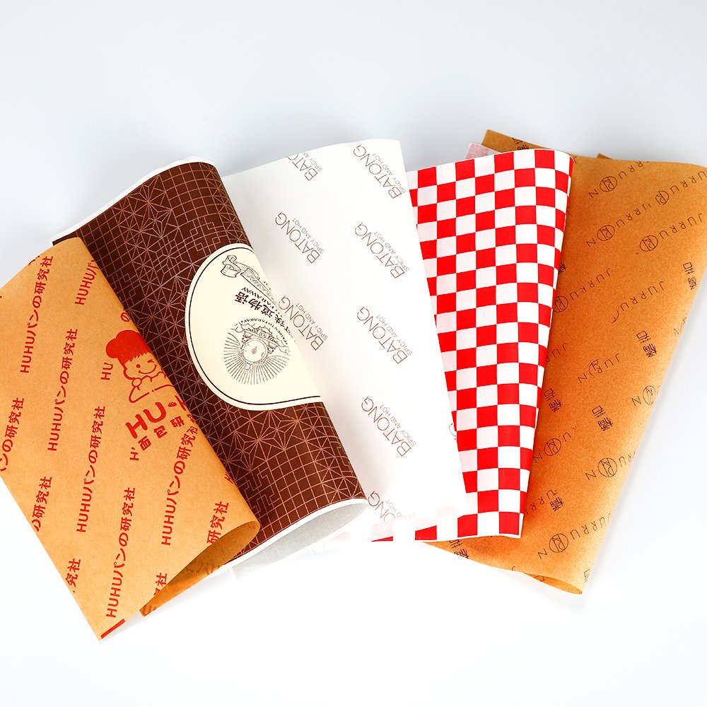 Free Design Customized Printed Logo and Size Food Safe Grade burger paper Greaseproof Deli Meat Wrapping Wax Coated Paper