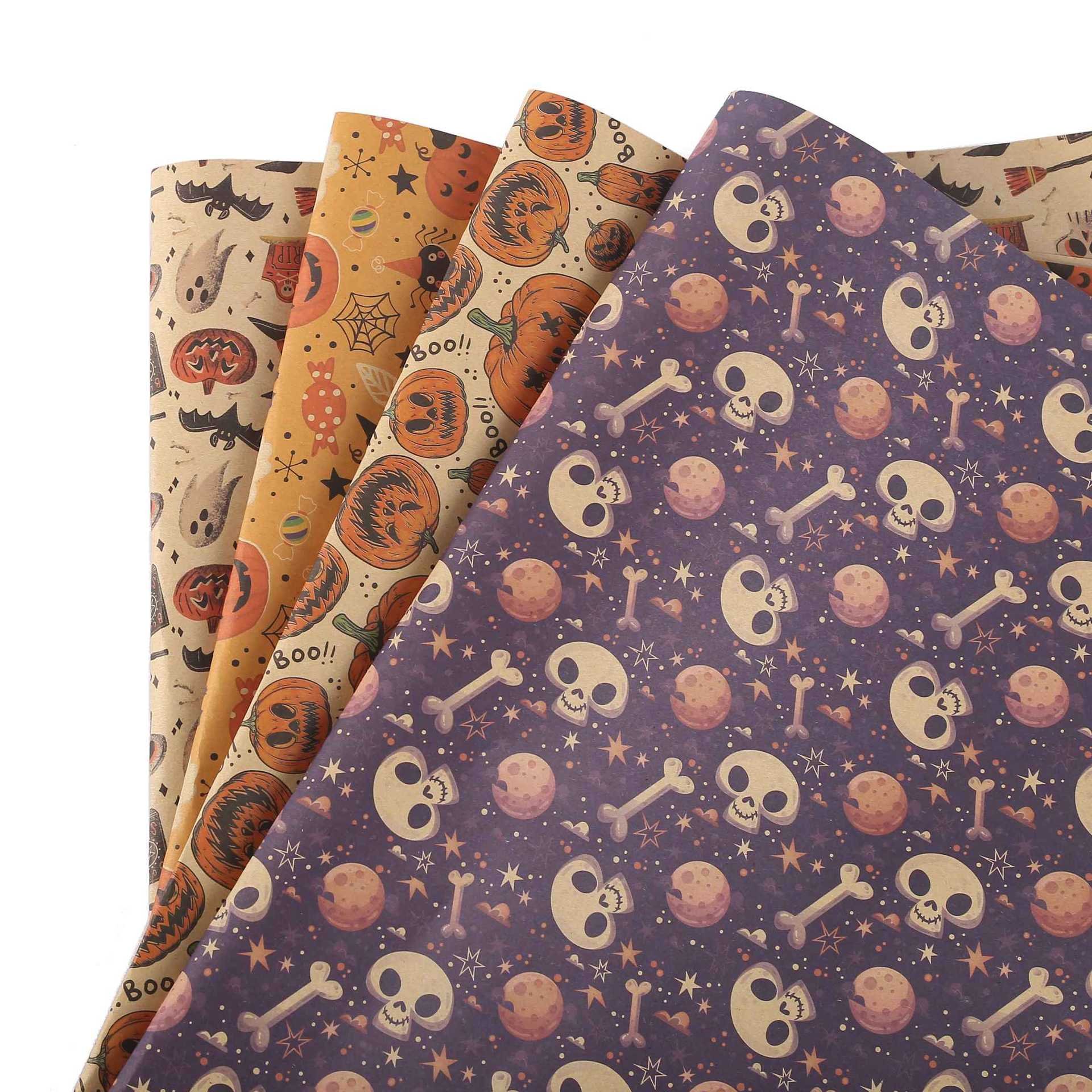 New Halloween Wrapping Paper Custom Beautiful Pattern Festival Birthday Gift Packaging Kraft Paper