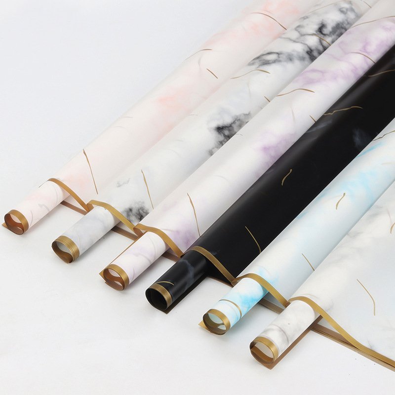 Wholesale Floral Wrapping Paper Material Flower packaging New Marbled Phnom Penh Waterproof Matte Paper 20 Sheets/bag